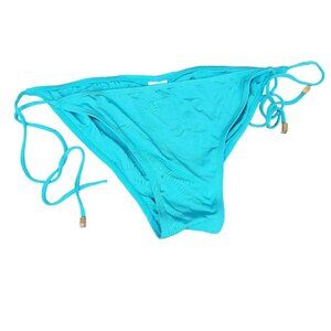 Lisa Blue Call of the Whale String Bikini Bottoms Gold Metal Accent Size 10